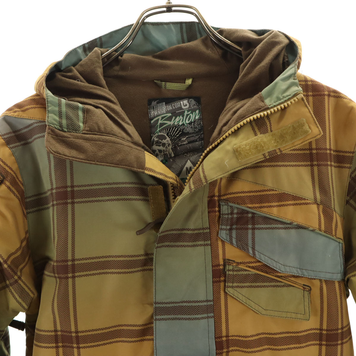 BURTON バートン チェック柄 スノーボード ジャケット M イエロー系 キッズ