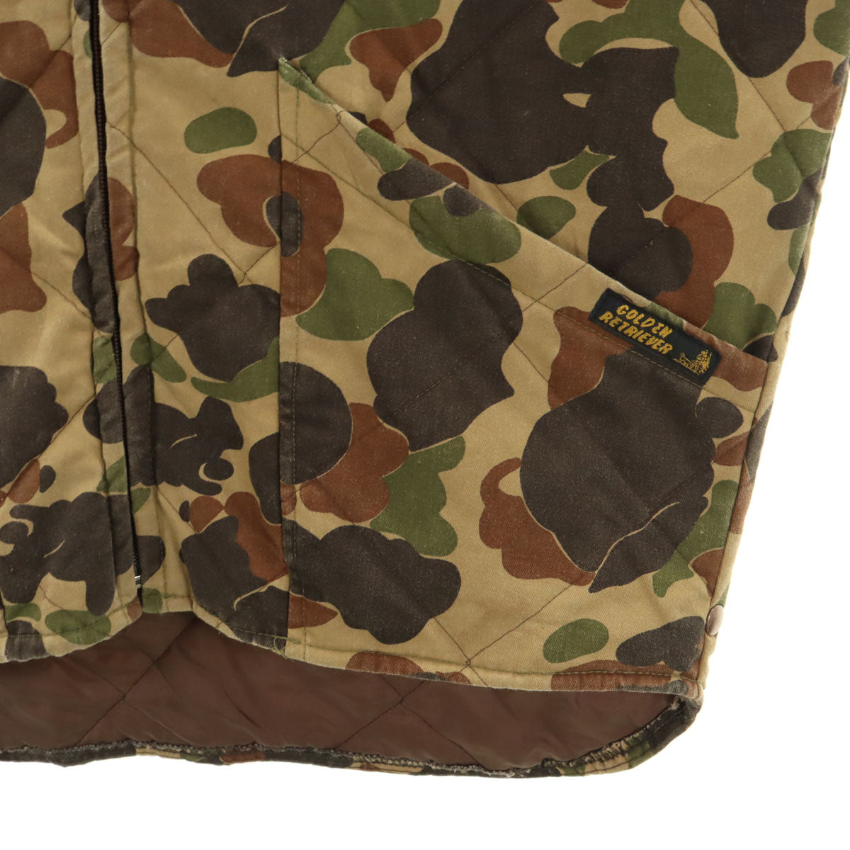 GOLDEN RETRIEVER 80s 90s オールド カモフラ柄 ミリタリー キルティングジャケット カーキ 迷彩 メンズ