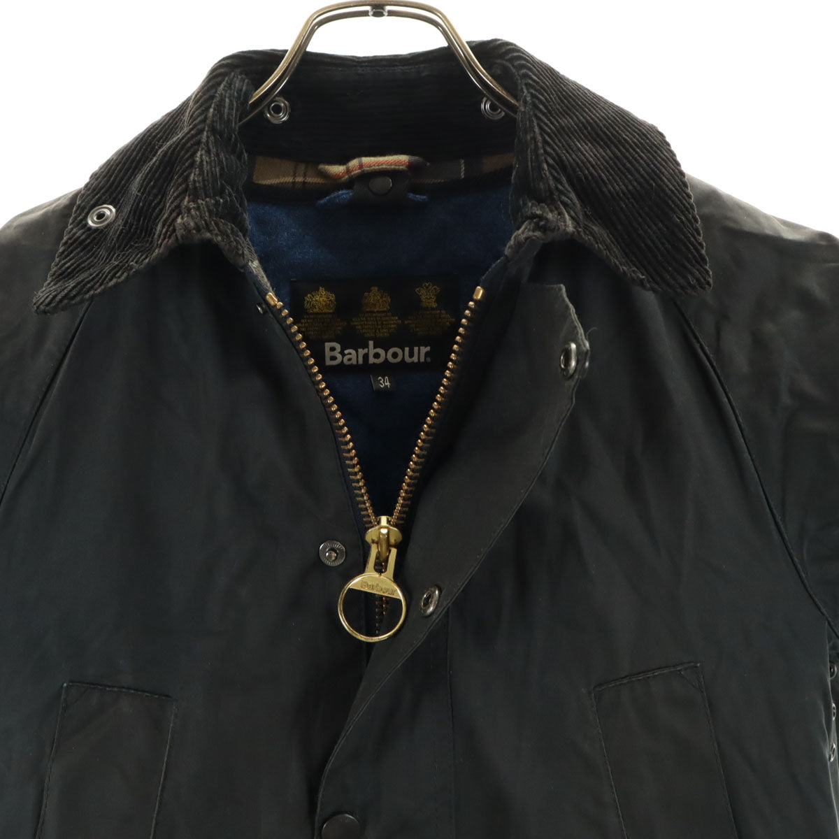 Barbour バブアー 英国製 3WAY オイルドジャケット 34 ブラック キルティングベストライナー付き メンズ