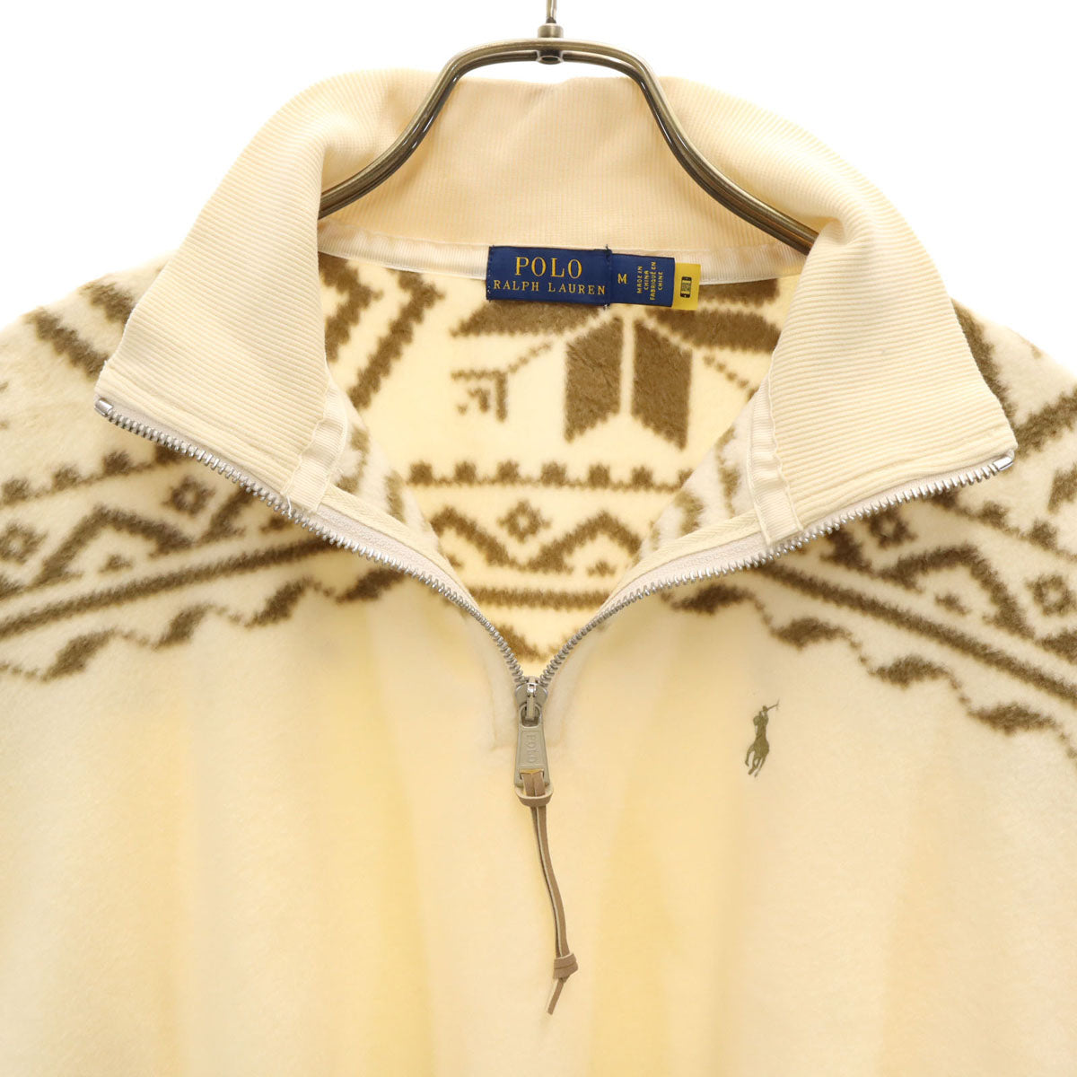 POLO RALPH LAUREN ポロラルフローレン ノルディック柄 長袖 ハーフジップ フリース トレーナー M アイボリー トップス プルオーバー レディース