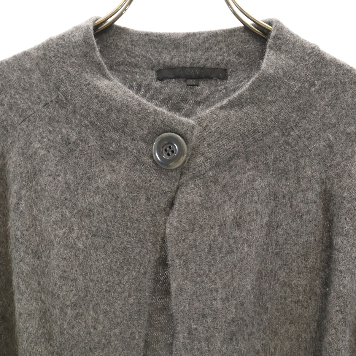 ANAYI アナイ カシミヤ100％ 長袖 ショート丈 ニットカーディガン 38 グレー レディース