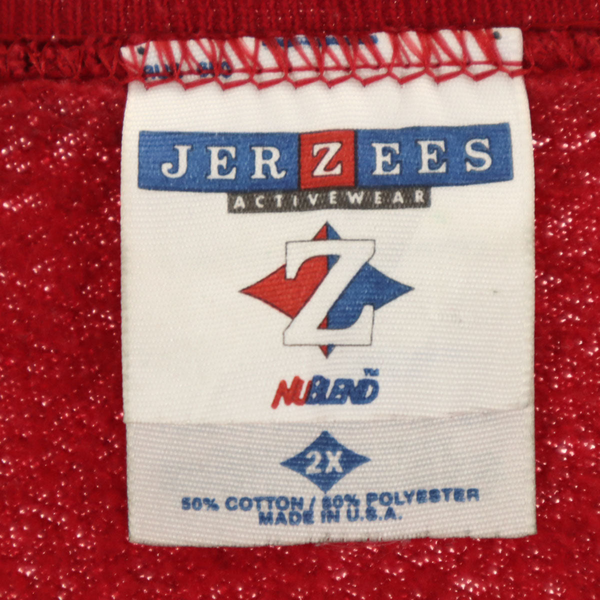 JERZEES ジャージーズ 90s USA製 オールド 長袖 トレーナー 2X レッド系 スウェット ビッグサイズ メンズ