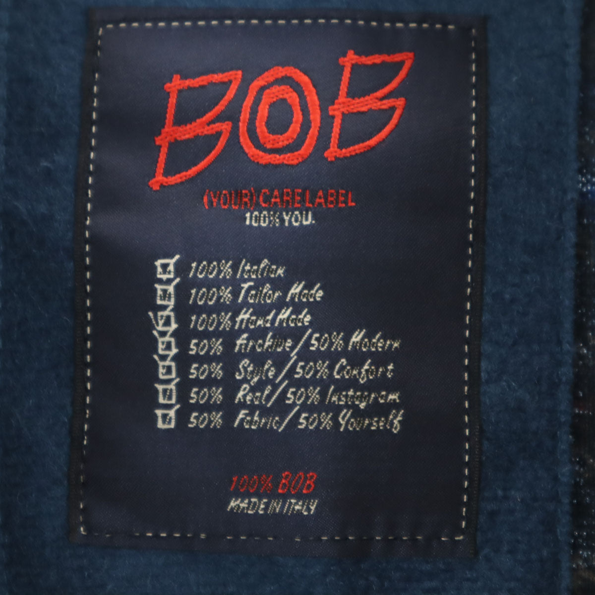 BOB ボブ イタリア製 テーラードジャケット ネイビー メンズ