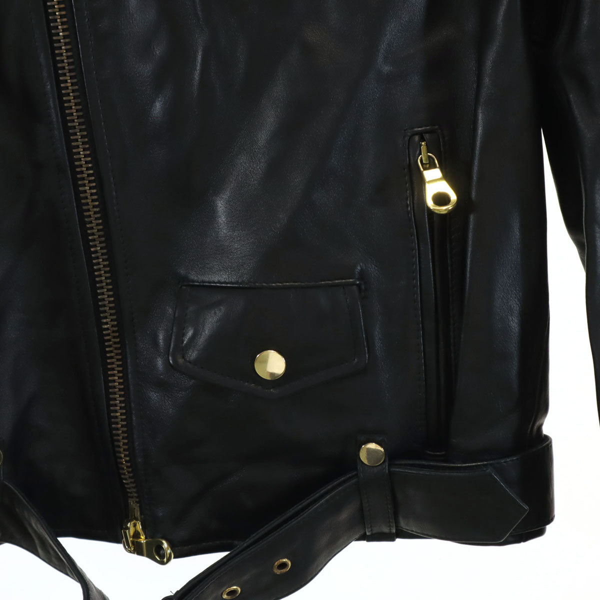 CINQUANTA チンクアンタ 未使用 イタリア製 レザー ダブルライダースジャケット 38 ブラック タグ付き レディース