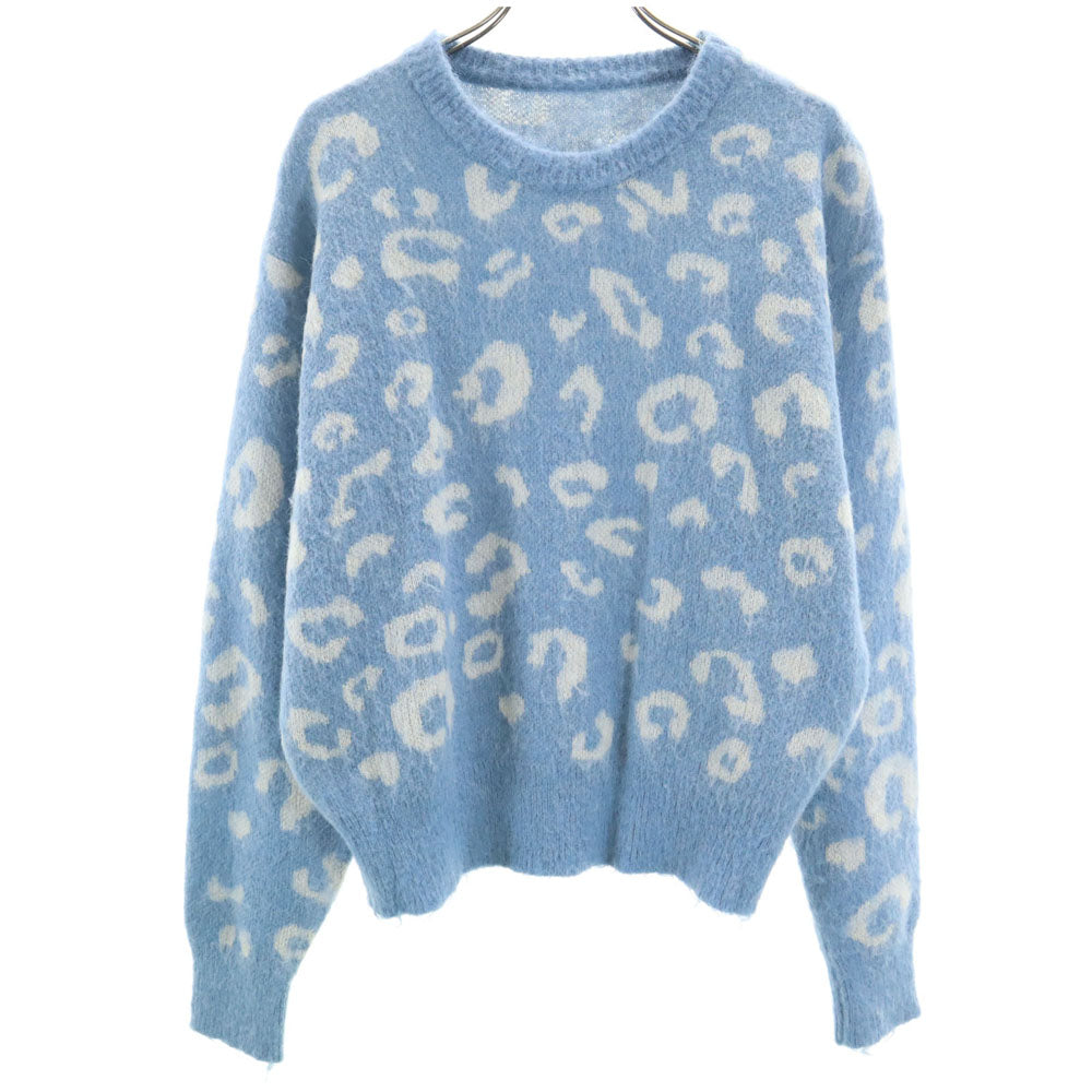 ti レオパード柄 長袖 セーター M 水色 ニット ヒョウ柄 レディース