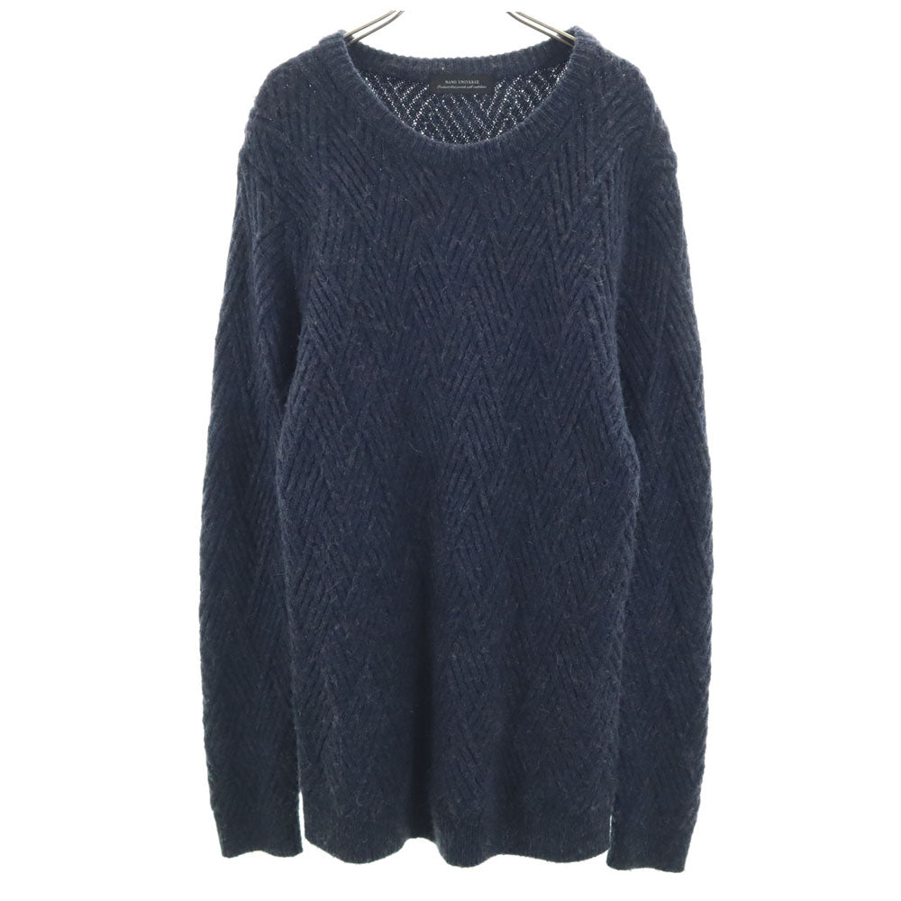 nano universe ナノユニバース 長袖 ロング セーター L ネイビー ニット レディース