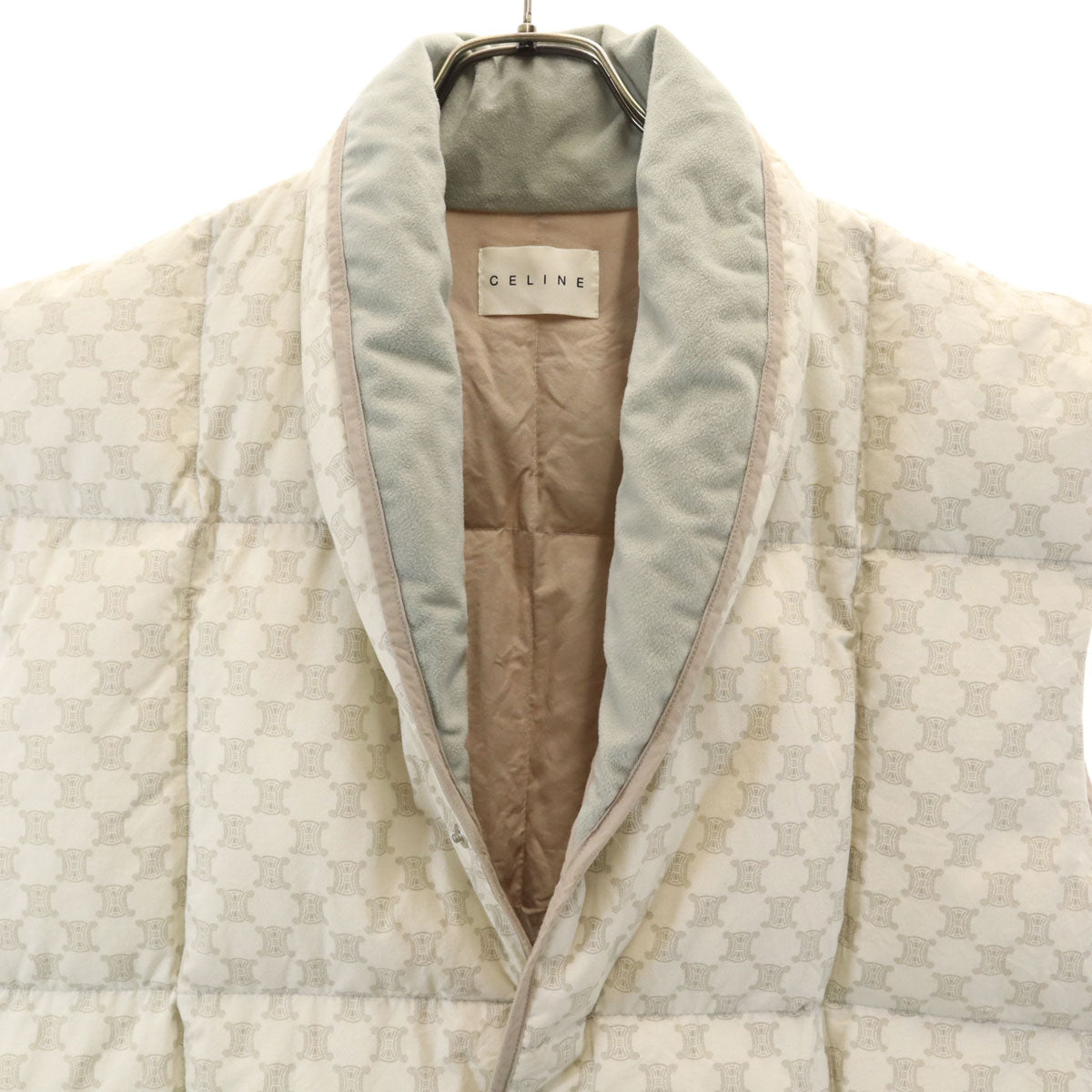 CELINE セリーヌ 西川ダウン 日本製 トリオンフ柄 ダウンベスト ベージュ メンズ