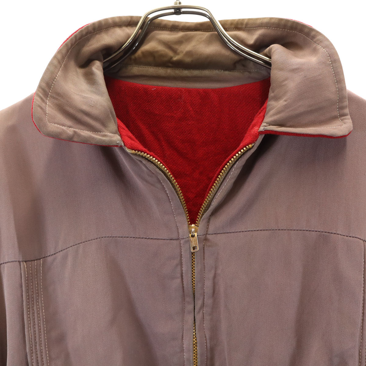 60s ヴィンテージ ギャバジャン リバーシブル ジャケット 小豆色 TALONジップ レディース