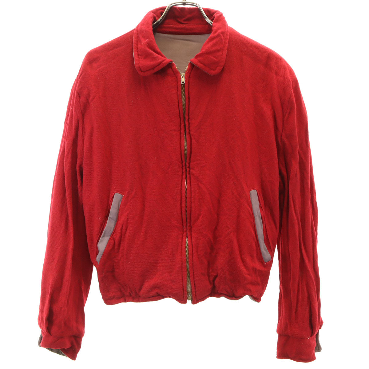 60s ヴィンテージ ギャバジャン リバーシブル ジャケット 小豆色 TALONジップ レディース