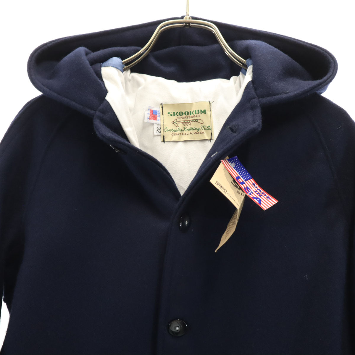 未使用 SKOOKUM スクーカム USA製 メルトン コート 32 ネイビー レディース