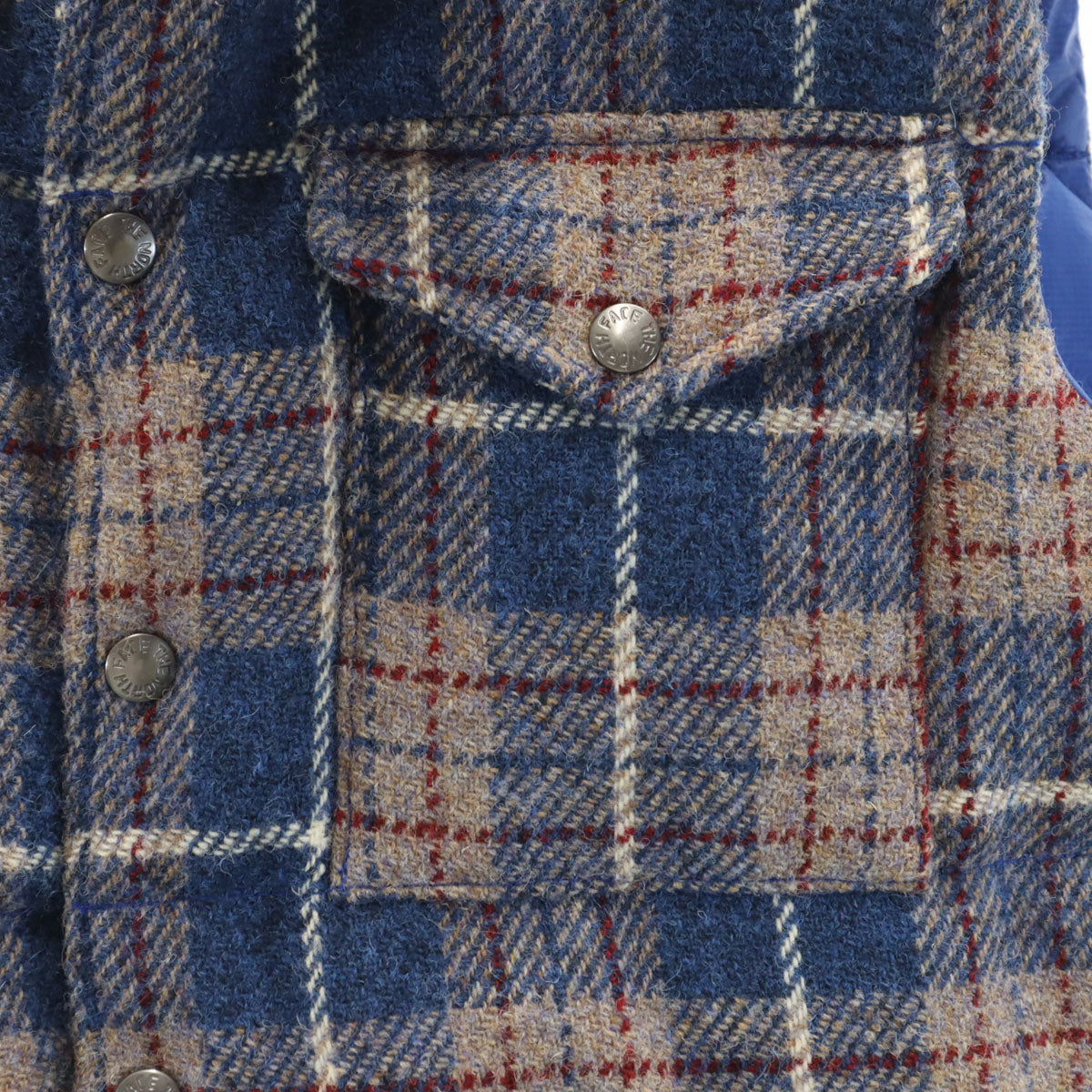 THE NORTH FACE ザノースフェイス パープルレーベル ハリスツイード HARRIS TWEED チェック ダウンベスト L ブルー系 アウトドア ND2080N メンズ