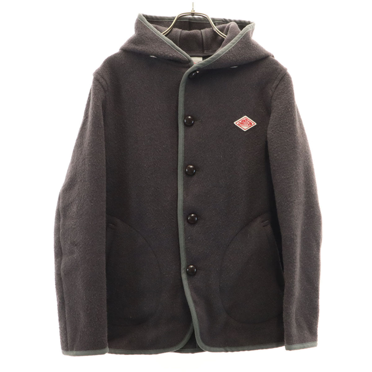 Danton ダントン 日本製 ウールモッサ シングルフード ジャケット 36 チャコールグレー レディース