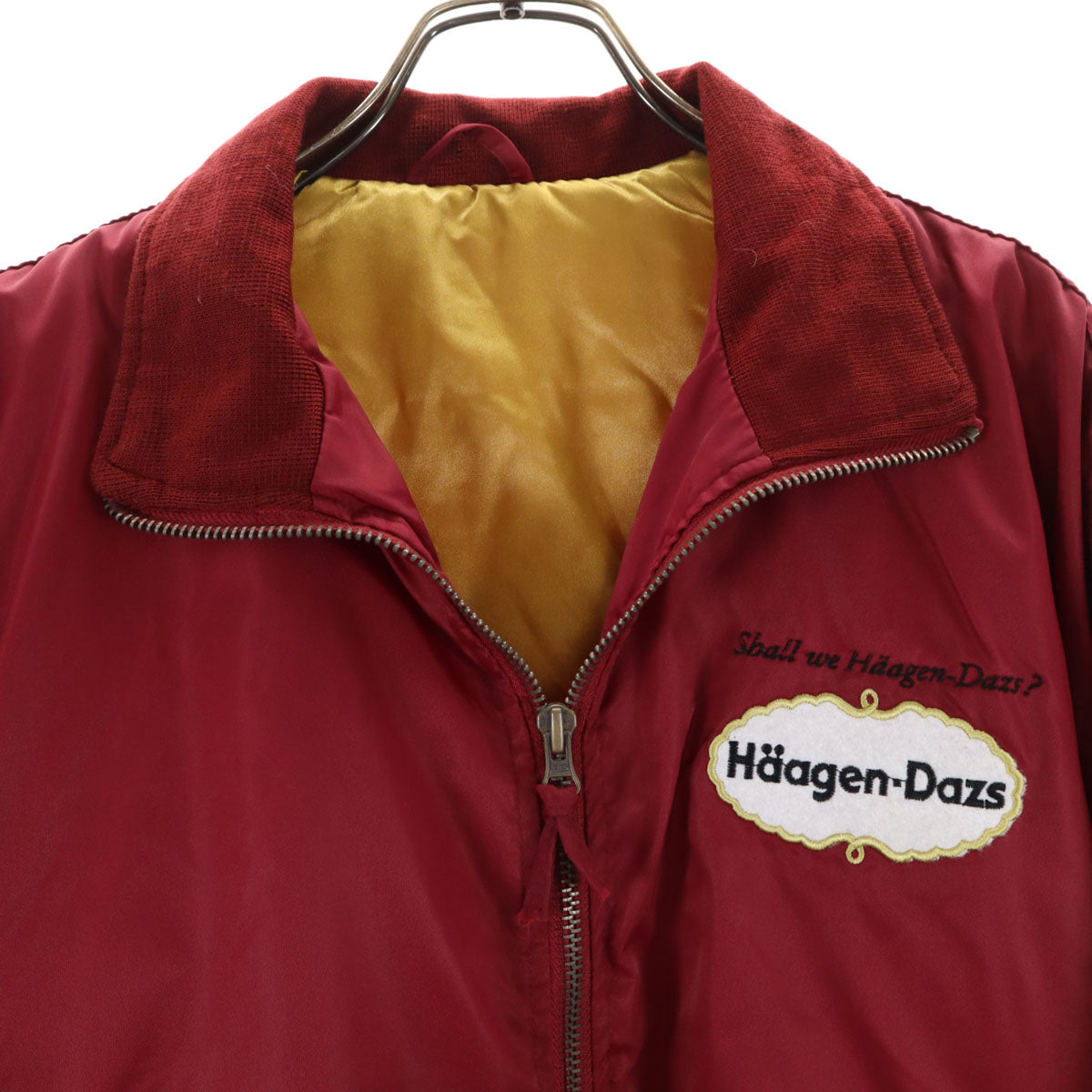 H_agen-Dazs ハーゲンダッツ スタッフ ブルゾン レッド系 中綿 企業モノ メンズ