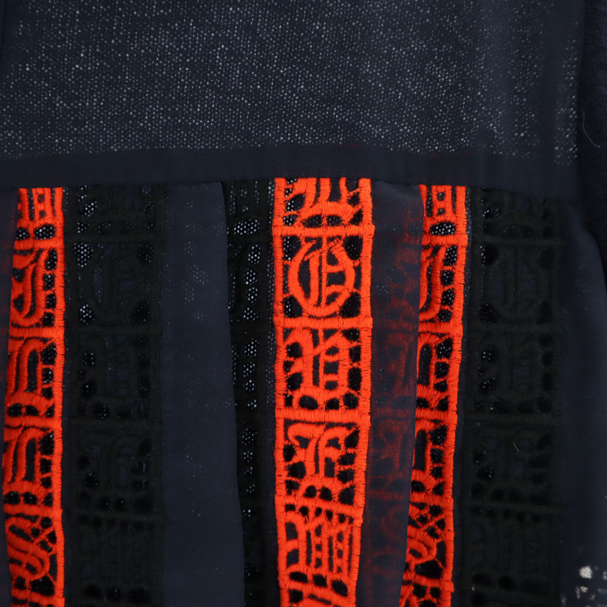 Sacai サカイ 日本製 長袖 プリーツ切替 ニット 1 ネイビー レディース