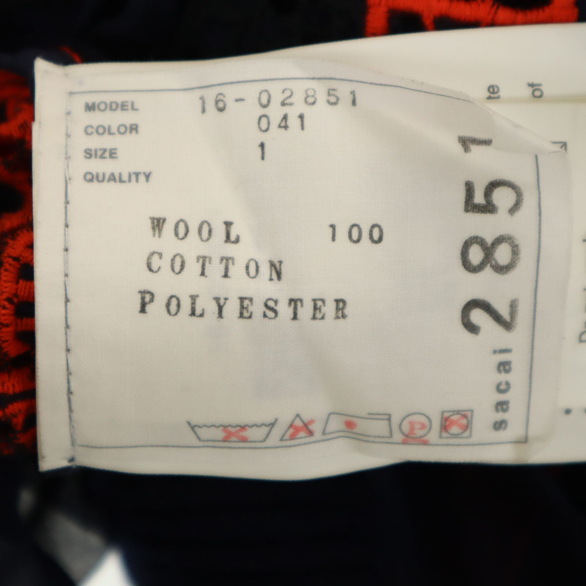 Sacai サカイ 日本製 長袖 プリーツ切替 ニット 1 ネイビー レディース