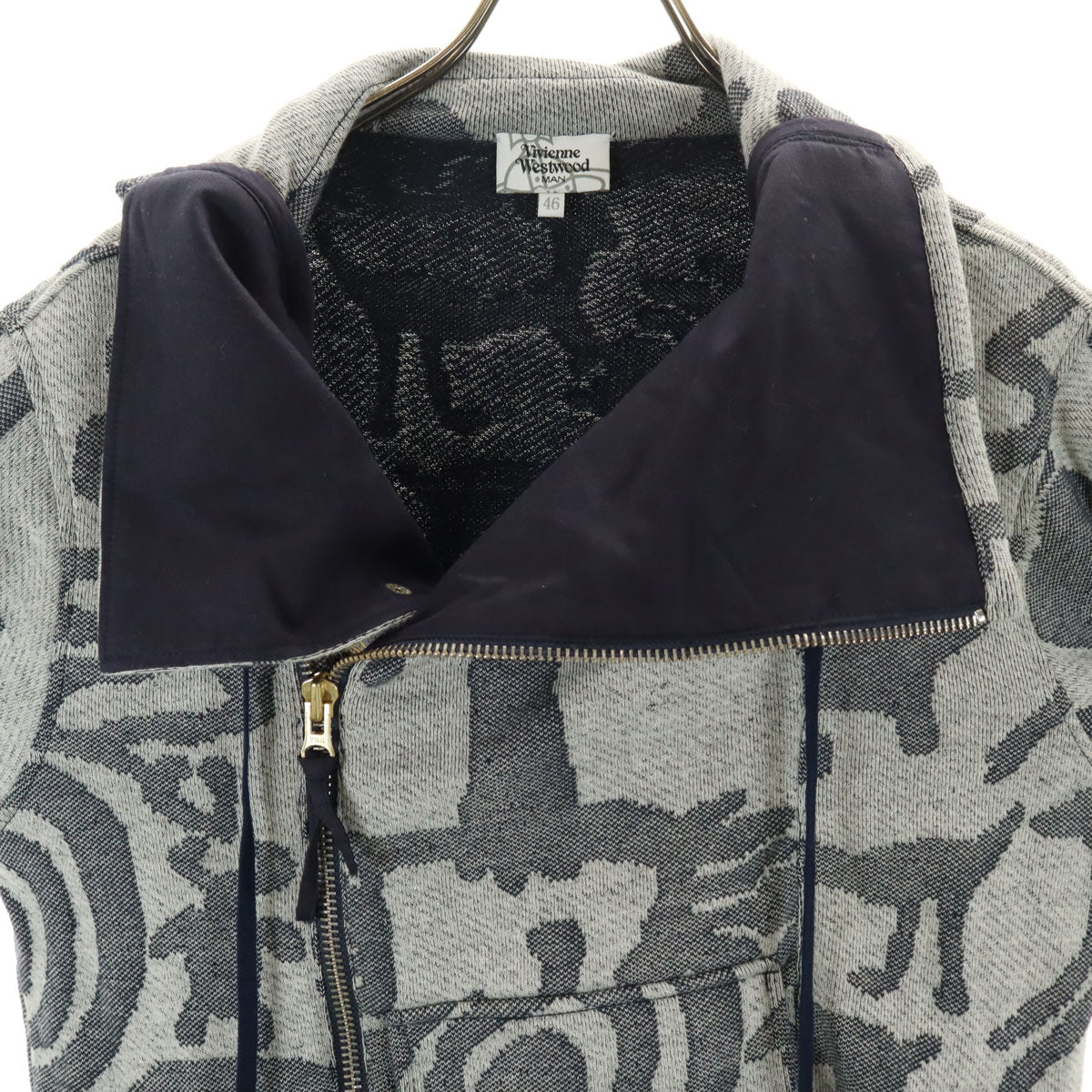 美品 Vivienne WestwoodMAN ヴィヴィアンウエストウッドマン 日本製 ニットジャケット 46 グレー メンズ