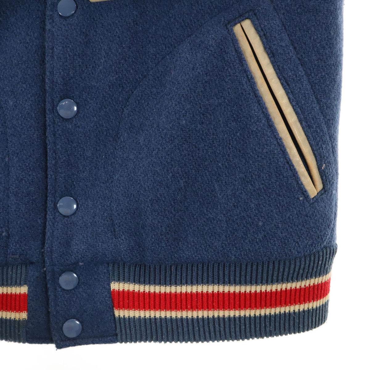 GLAMOUR グラマー 日本製 牛革レザー切替 スタジャン FREE 青紺 ヒステリックグラマー レディース