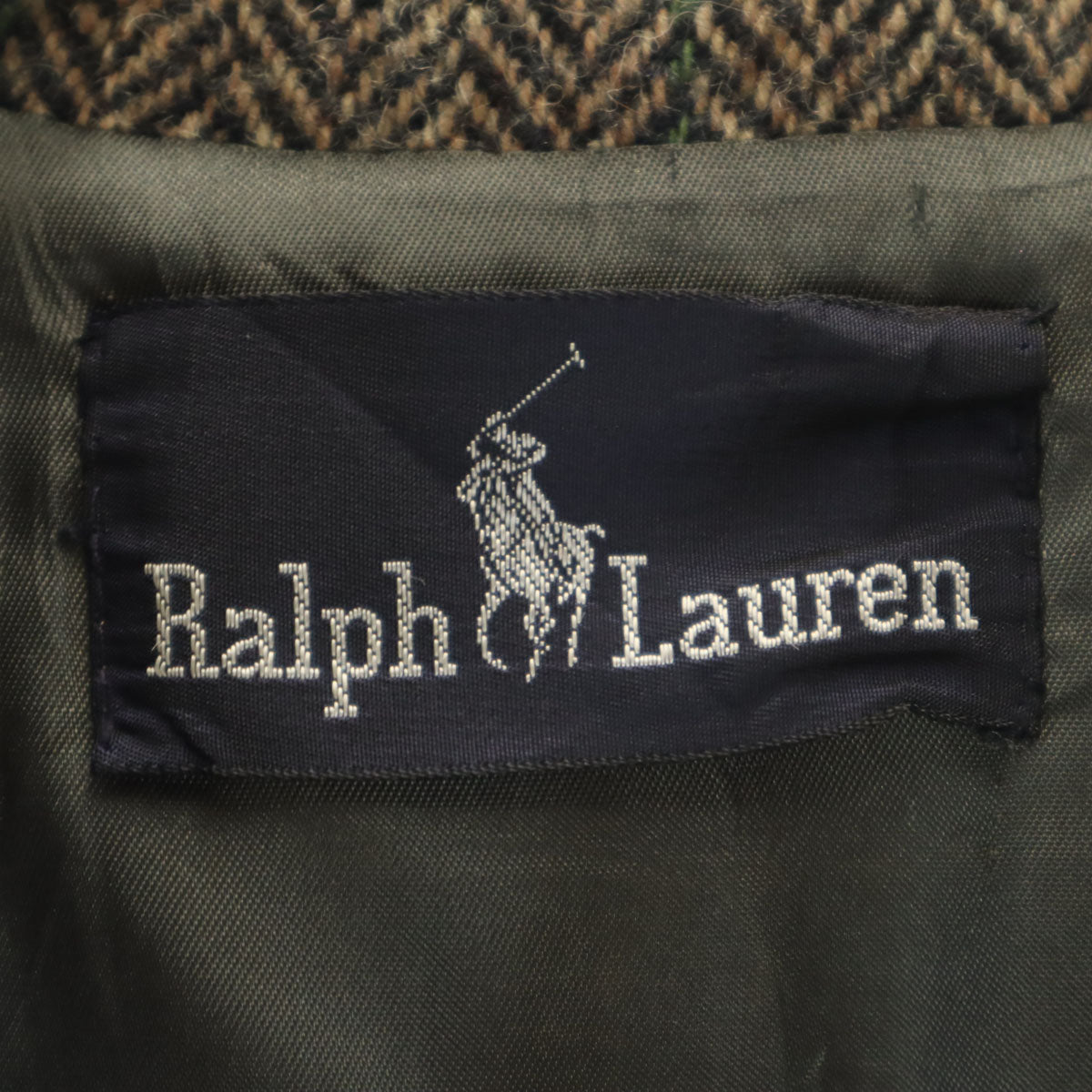 RALPH LAUREN ラルフローレン 90s オールド ヘリンボーン柄 ジャケット 8 ベージュ系 くるみボタン メンズ