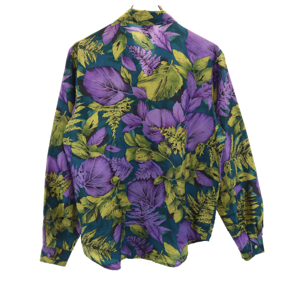 ビアンカ 90s オールド シルクブレンド 総柄 長袖 開襟 ボタンダウンシャツ S レディース