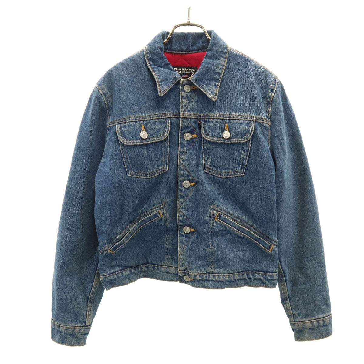 POLO JEANS COMPANY RALPH LAUREN ポロジーンズカンパニーラルフローレン デニムジャケット S ウォッシュブルー ジージャン トラッカー 裏キルティング レディース