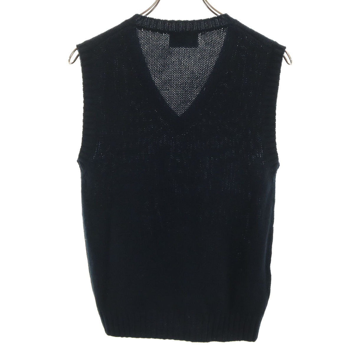 美品 PRADA プラダ 2020年 イタリア製 カシミヤブレンド Vネック ニットベスト 40 ブラック系 レディース