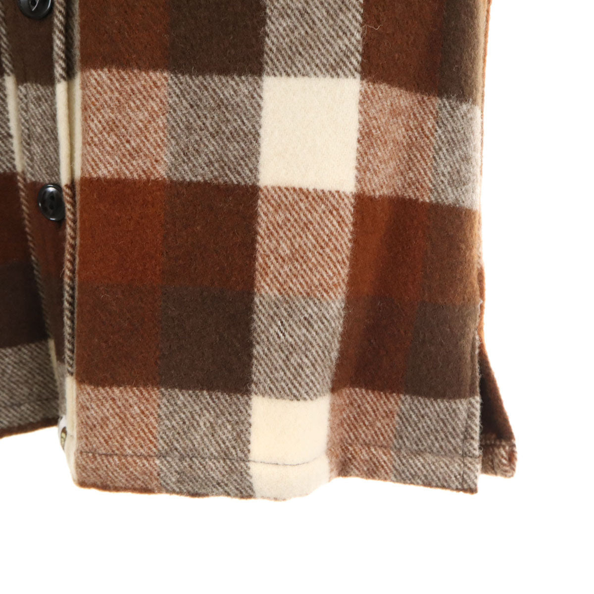 A BATHING APE アベイシングエイプ 日本製 チェック柄 長袖 ウールシャツ S ブラウン エルボーパッチ メンズ