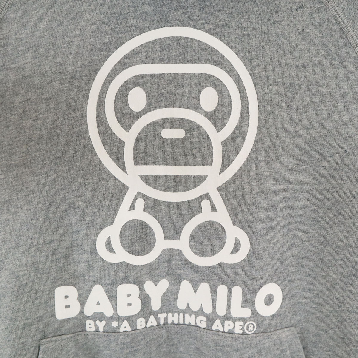 美品 A BATHING APE アベイシングエイプ ベビーマイロ 長袖 スウェットパーカー S グレー 裏起毛 メンズ