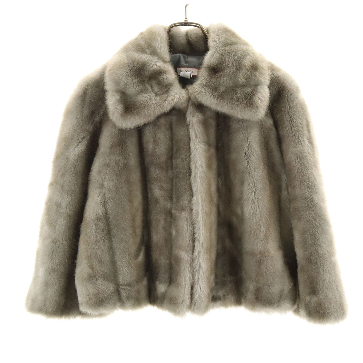 美品 MAX&CO マックスアンドコー ブルガリア製 フェイクファー ジャケット 42 グレー マックスマーラ レディース