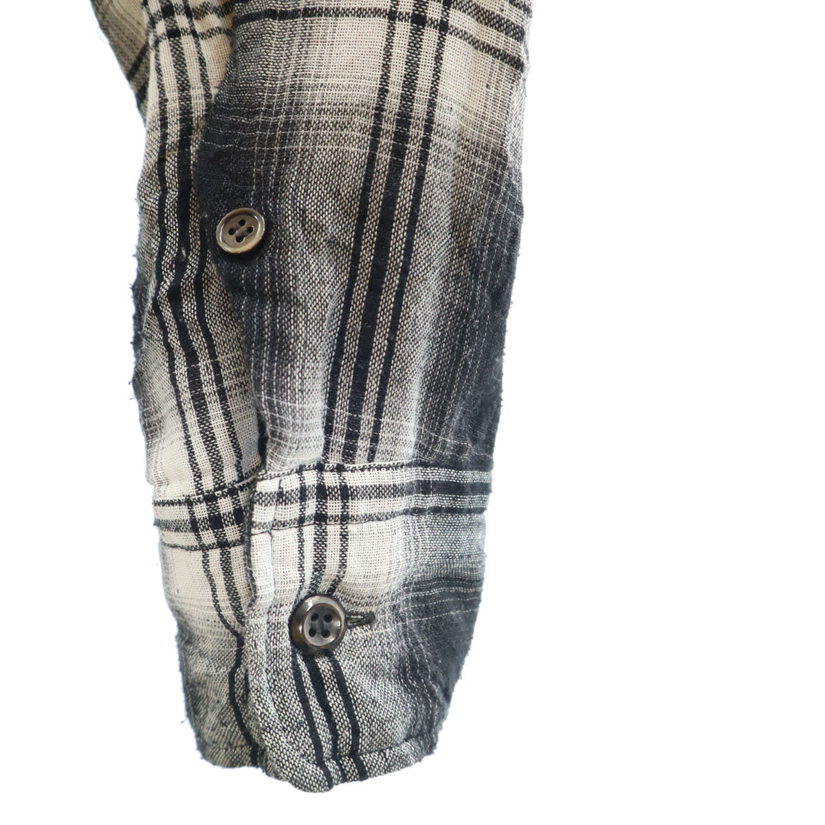 ATTACHMENT アタッチメント チェック柄 長袖 シワ加工 シャツ 1 ブラック メンズ