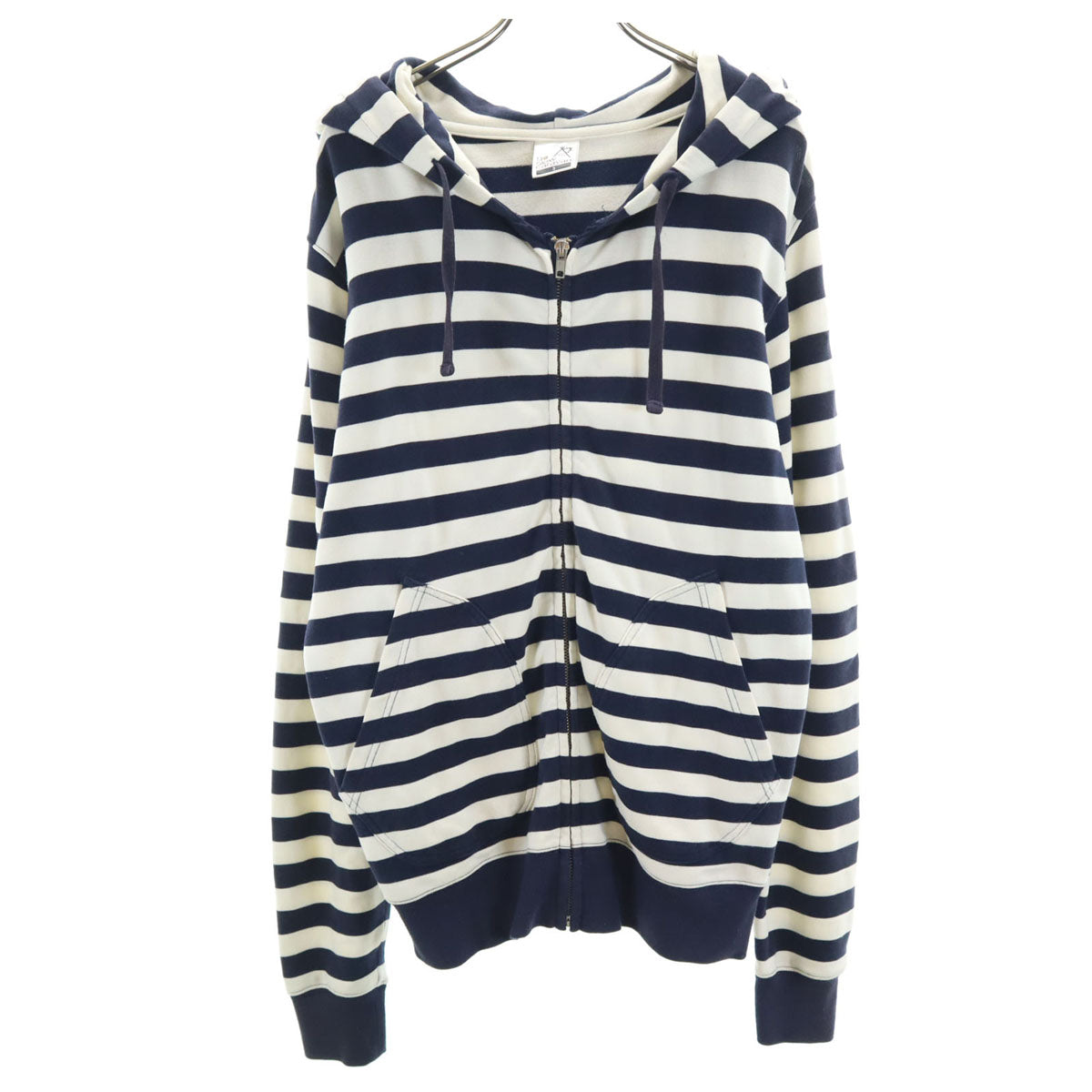 goslow caravan ゴースローキャラバン ボーダー柄 長袖 ジップパーカー 3 ネイビー メンズ