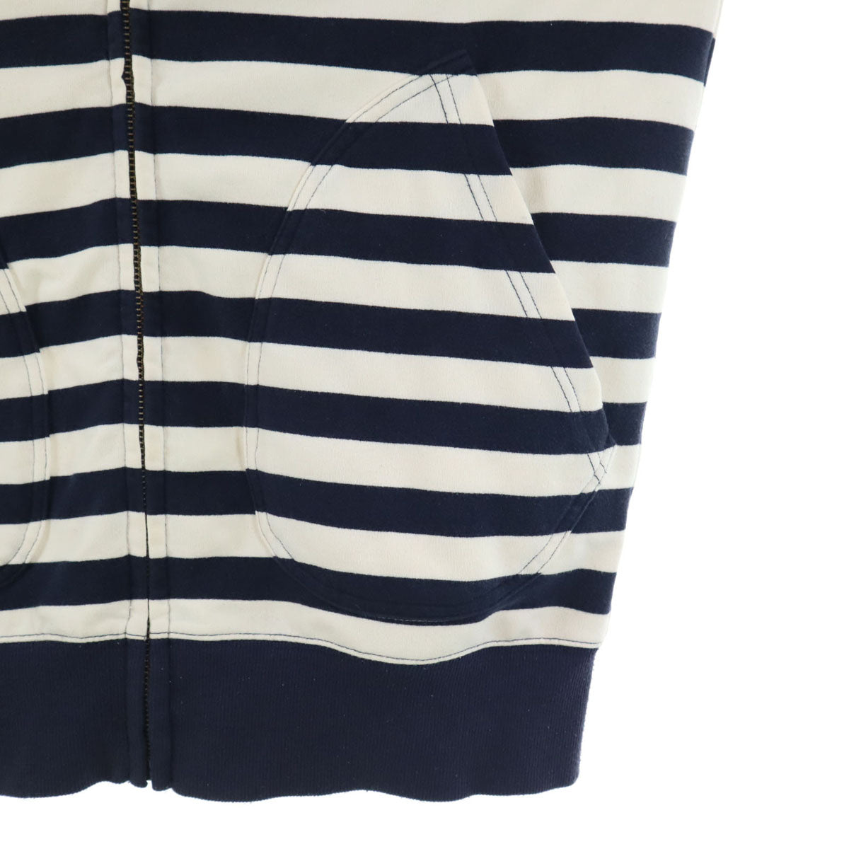 goslow caravan ゴースローキャラバン ボーダー柄 長袖 ジップパーカー 3 ネイビー メンズ