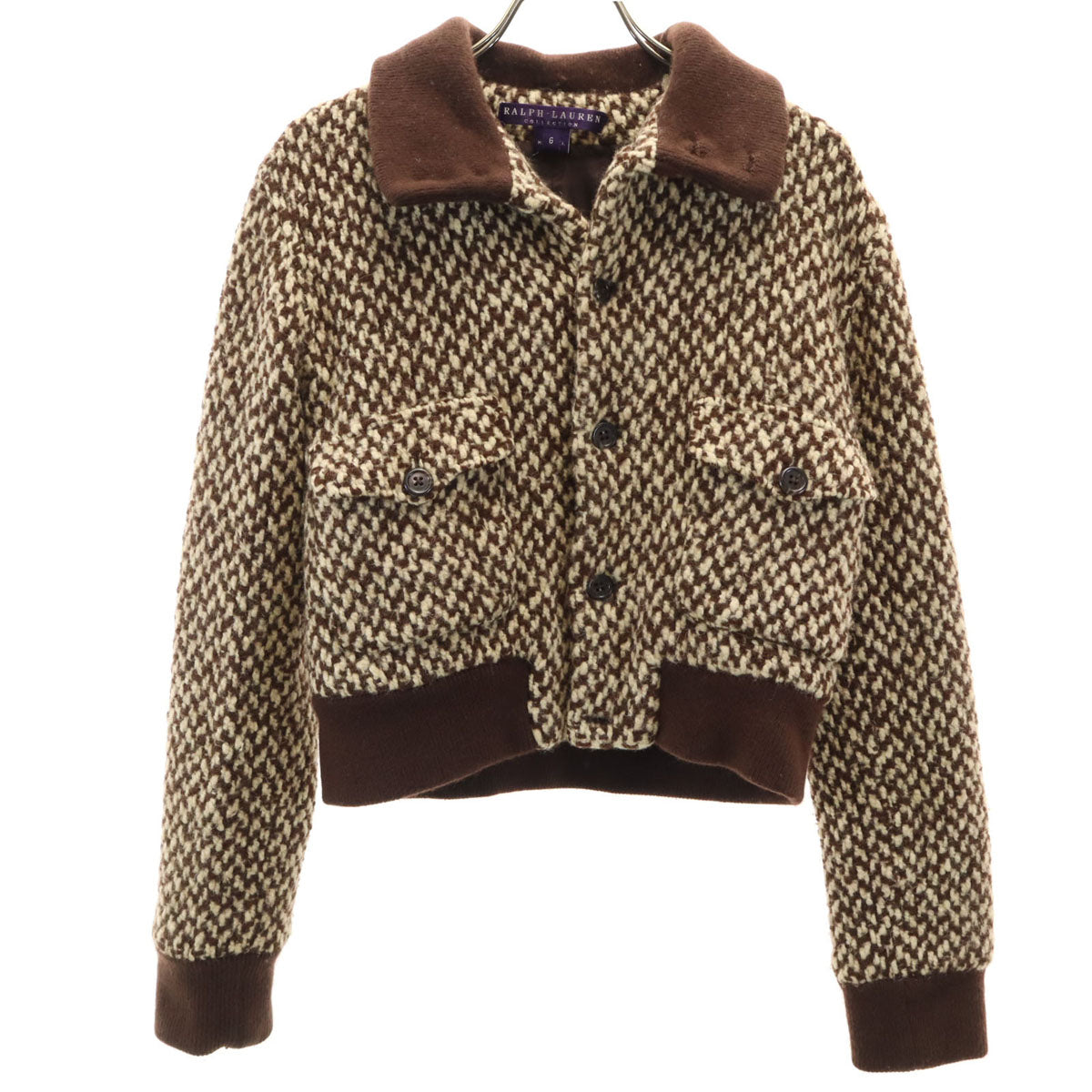 RALPH LAUREN COLLECTION ラルフローレン コレクション USA製 ニットジャケット 6 ブラウン系 レディース