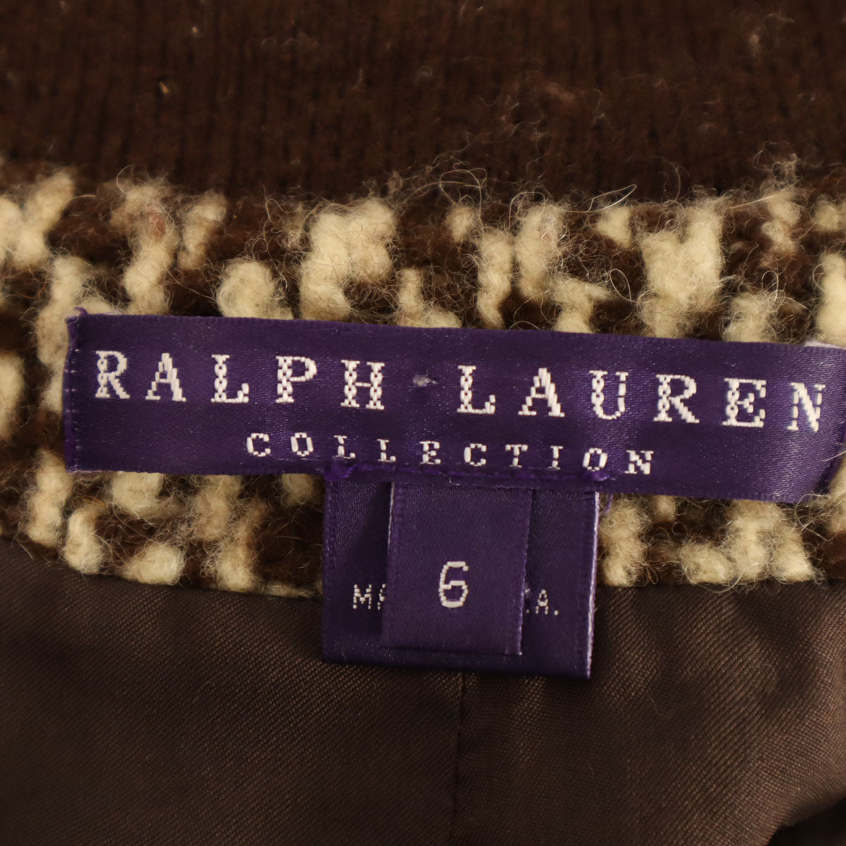 RALPH LAUREN COLLECTION ラルフローレン コレクション USA製 ニットジャケット 6 ブラウン系 レディース