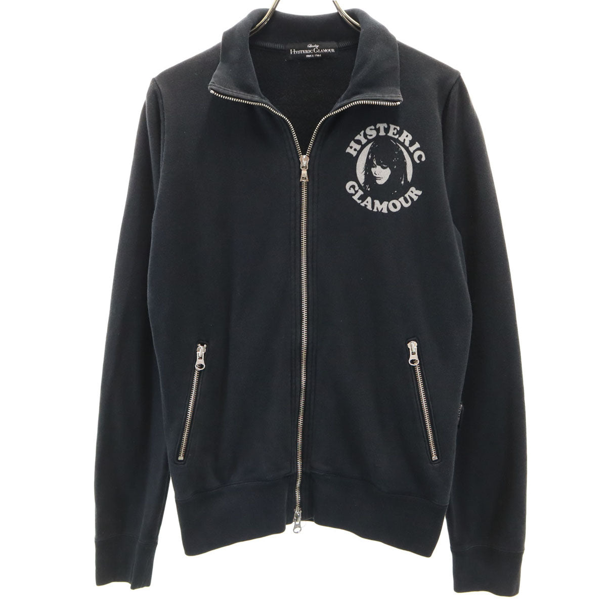 HYSTERIC GLAMOUR ヒステリックグラマー 日本製 長袖 ジップパーカー F ブラック レディース