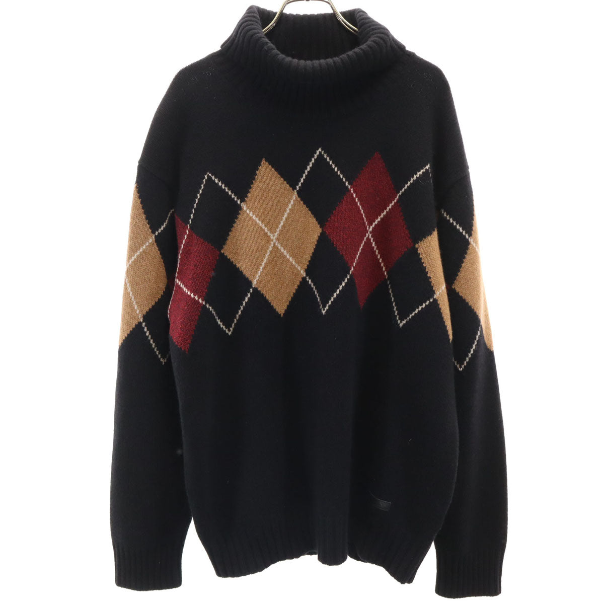 BLACK LABEL CRESTBRIDGE ブラックレーベルクレストブリッジ アーガイル柄 長袖 タートルネック セーター LL ブラック ニット メンズ