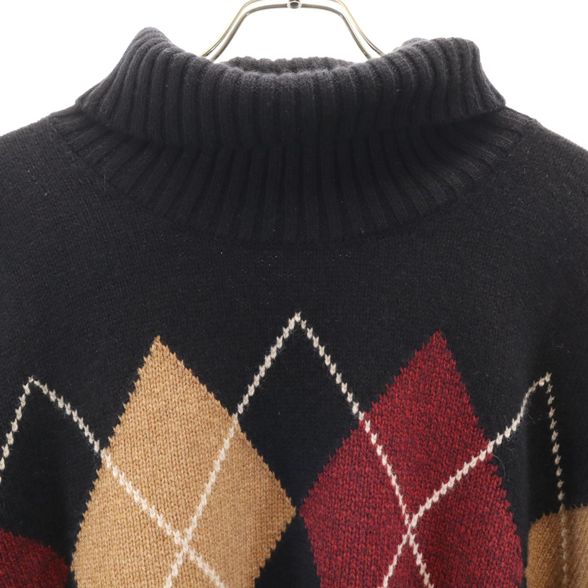 BLACK LABEL CRESTBRIDGE ブラックレーベルクレストブリッジ アーガイル柄 長袖 タートルネック セーター LL ブラック ニット メンズ