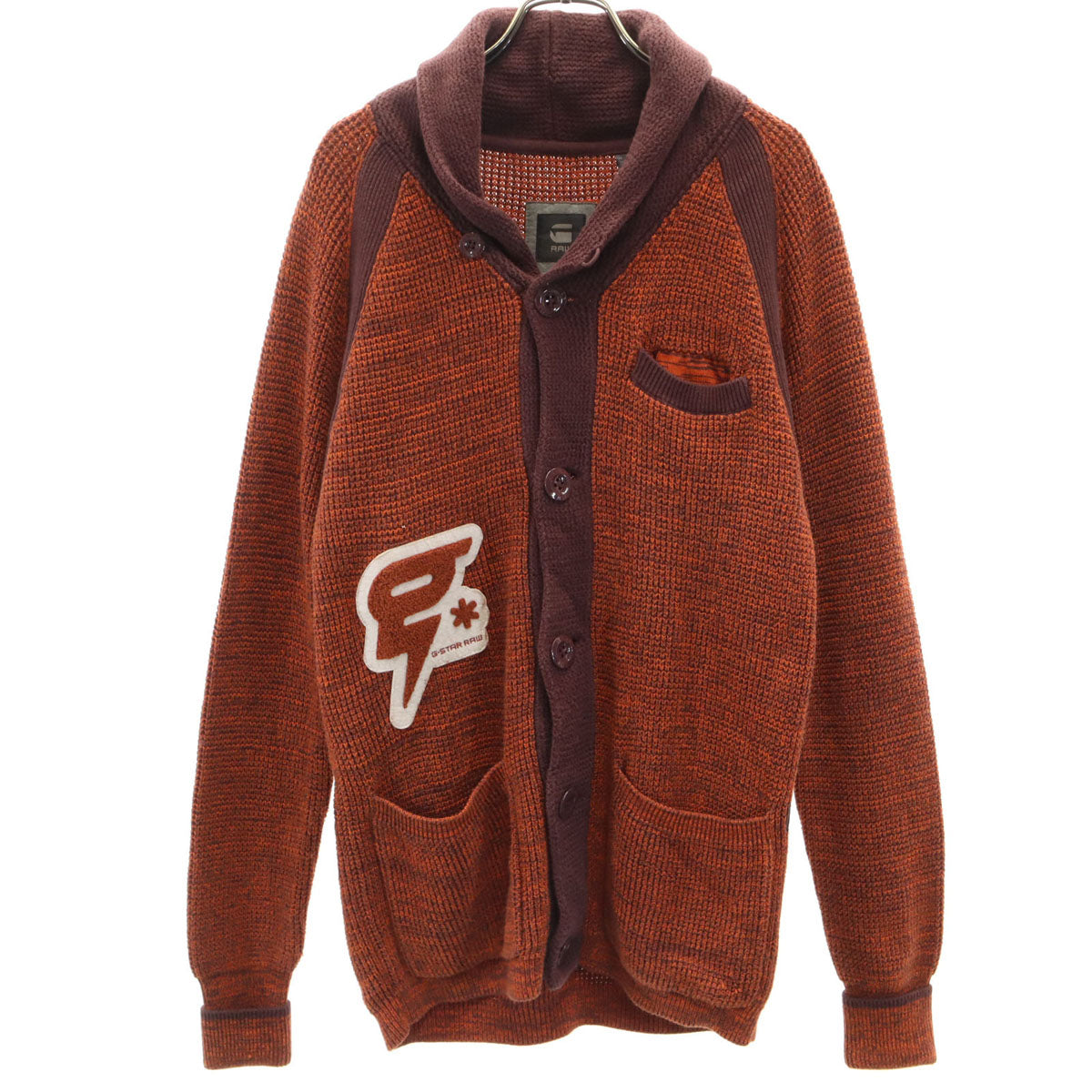 G-STAR RAW ジースターロウ 長袖 ニットカーディガン L オレンジブラウン メンズ