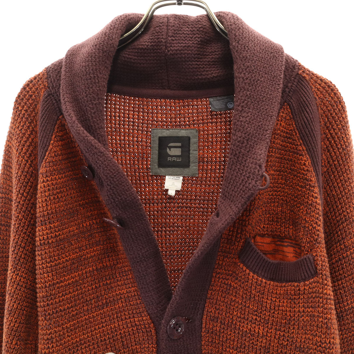 G-STAR RAW ジースターロウ 長袖 ニットカーディガン L オレンジブラウン メンズ