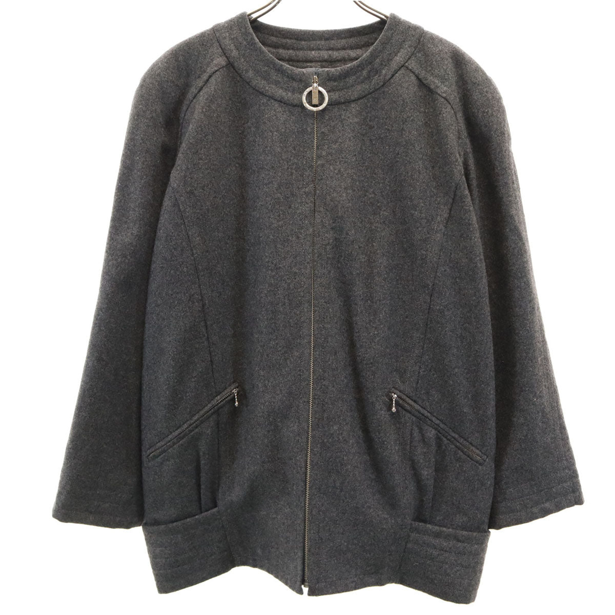 mila schon ミラショーン 日本製 ノーカラー ブルゾン 40 グレー ジャケット レディース