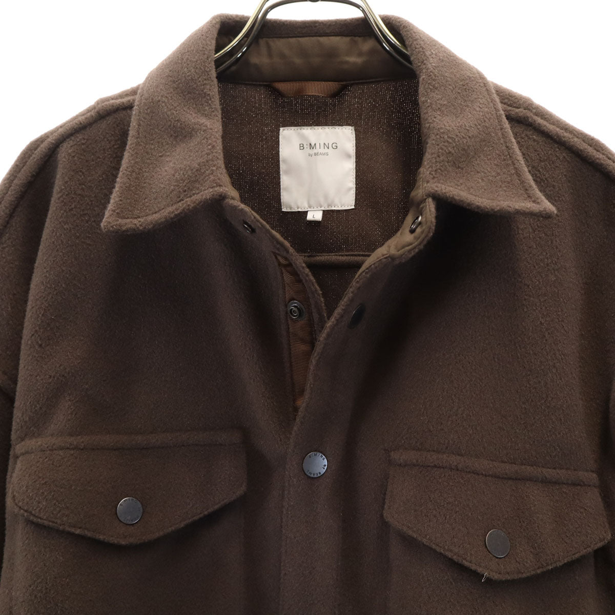 美品 B:MING by BEAMS ビーミングバイビームス ハイブリッドメルトン ワイド CPO ジャケット L ブラウン メンズ