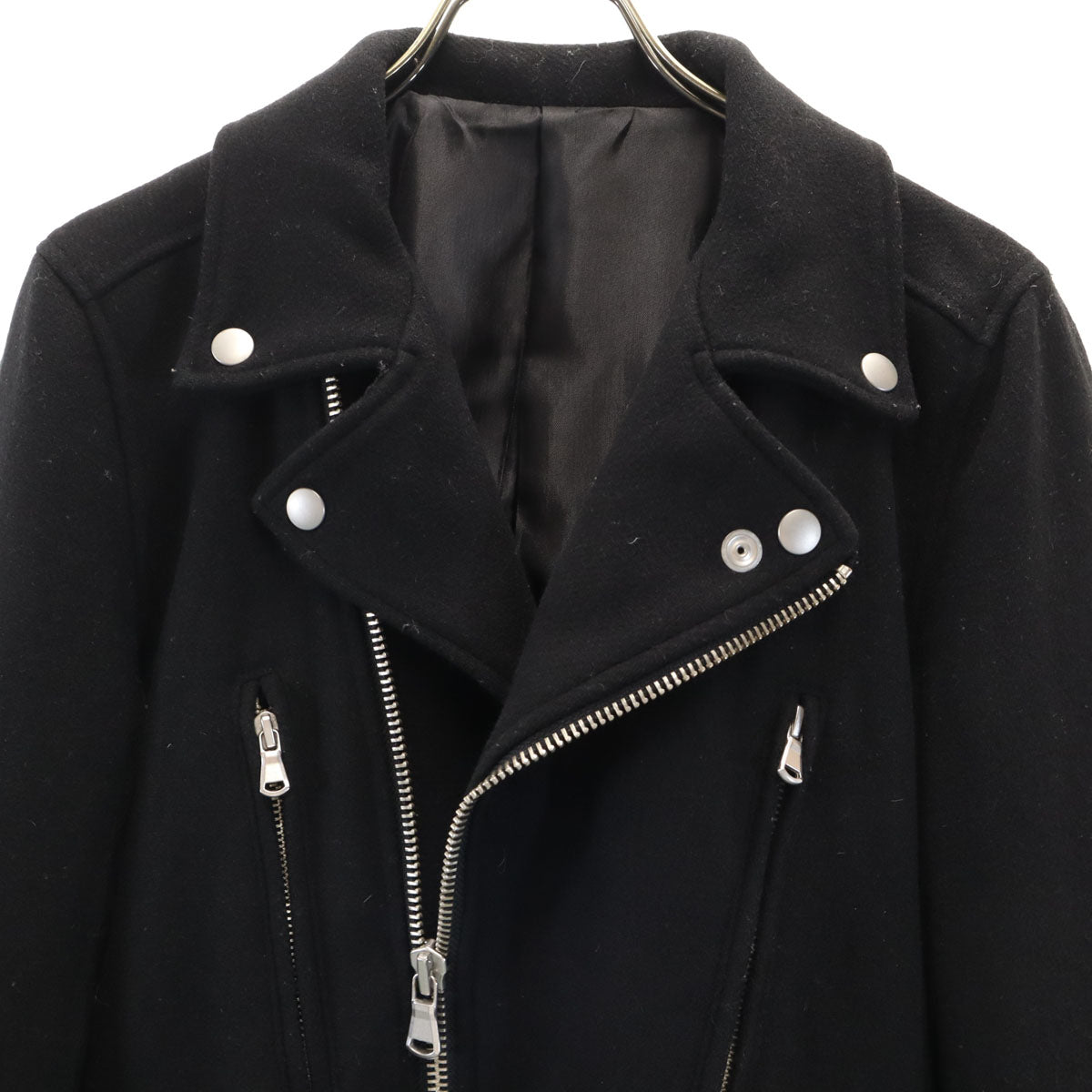 NO ID. BLACK ノーアイディーブラック メルトン ダブルライダースジャケット 1 ブラック メンズ