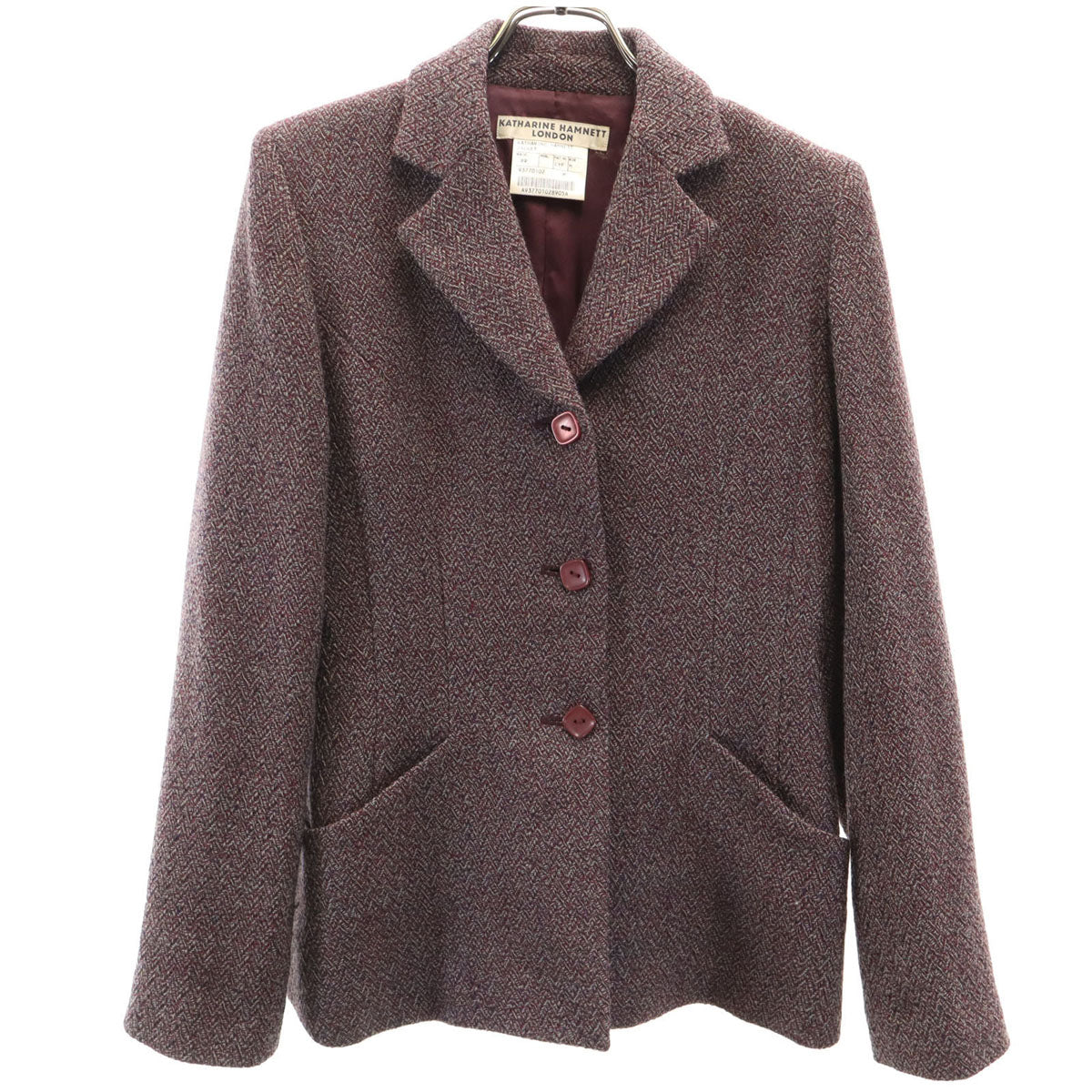 KATHARINE HAMNETT LONDON キャサリンハムネットロンドン 日本製 テーラードジャケット M ボルドー レディース