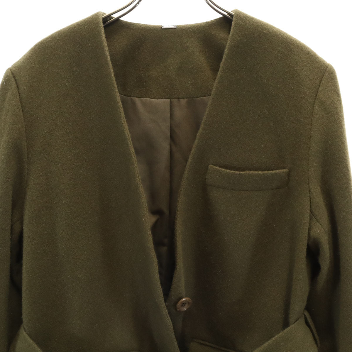 Mila Owen ミラオーウェン ノーカラージャケット 0 カーキ レディース