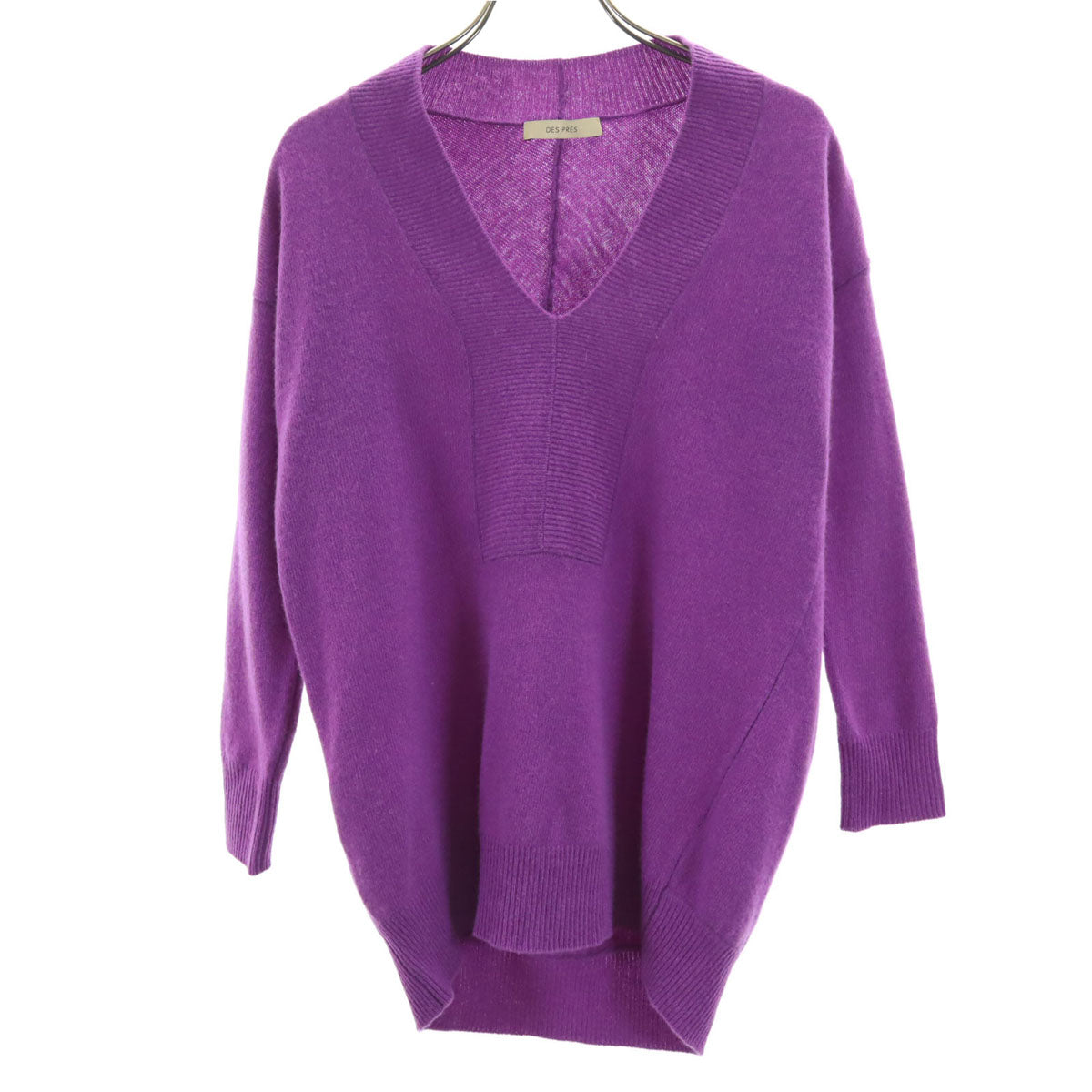 DES PRES デプレ 7分袖 Vネック ニット 1 パープル レディース