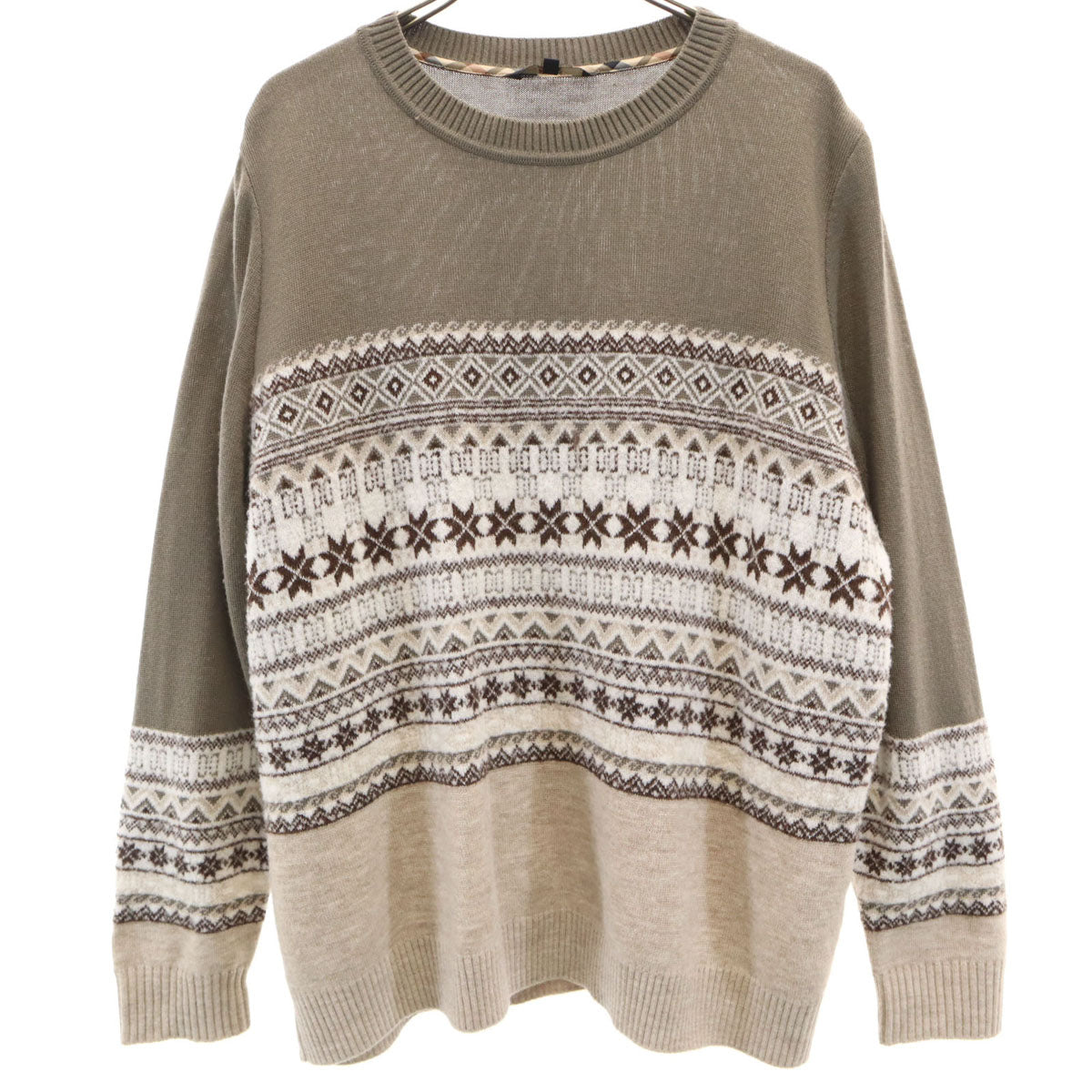 DAKS LONDON ダックスロンドン 日本製 ノルディック柄 長袖 セーター 44 グレー系 ニット メンズ