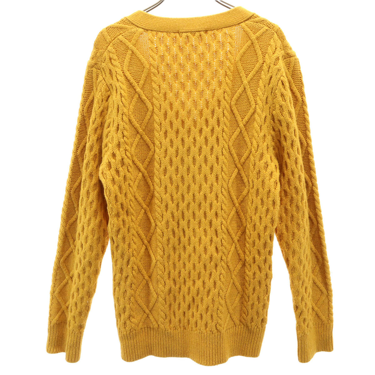 monkey time UNITED ARROWS モンキータイム ユナイテッドアローズ 長袖 Vネック アラン ニットカーディガン M マスタード メンズ