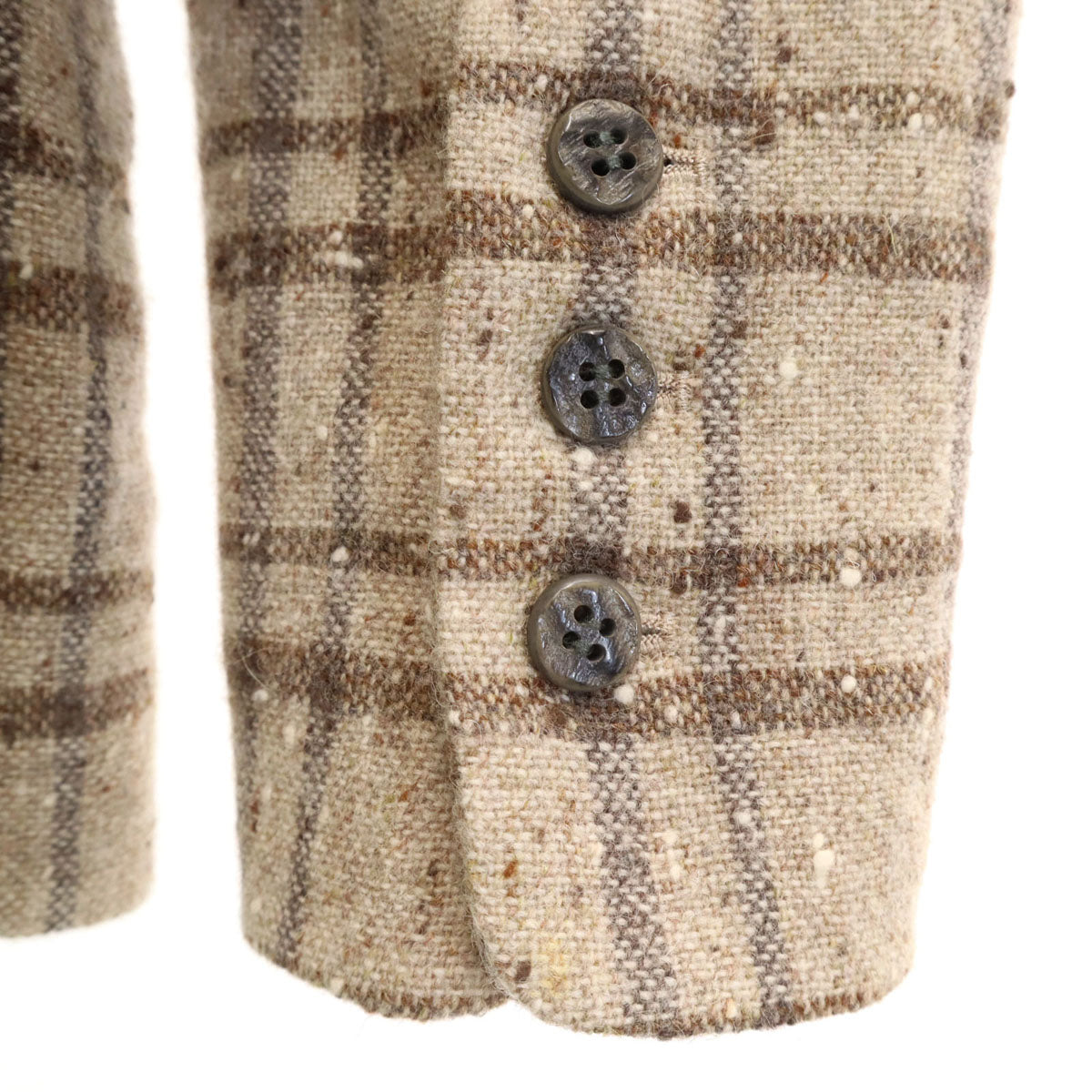 Mademoiselle Dior マドモアゼル ディオール 90s オールド チェック柄 ネップ ツイードジャケット M ベージュ レディース