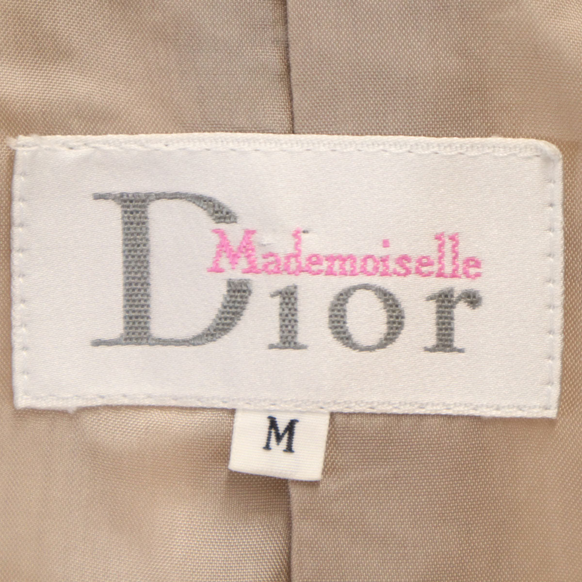 Mademoiselle Dior マドモアゼル ディオール 90s オールド チェック柄 ネップ ツイードジャケット M ベージュ レディース