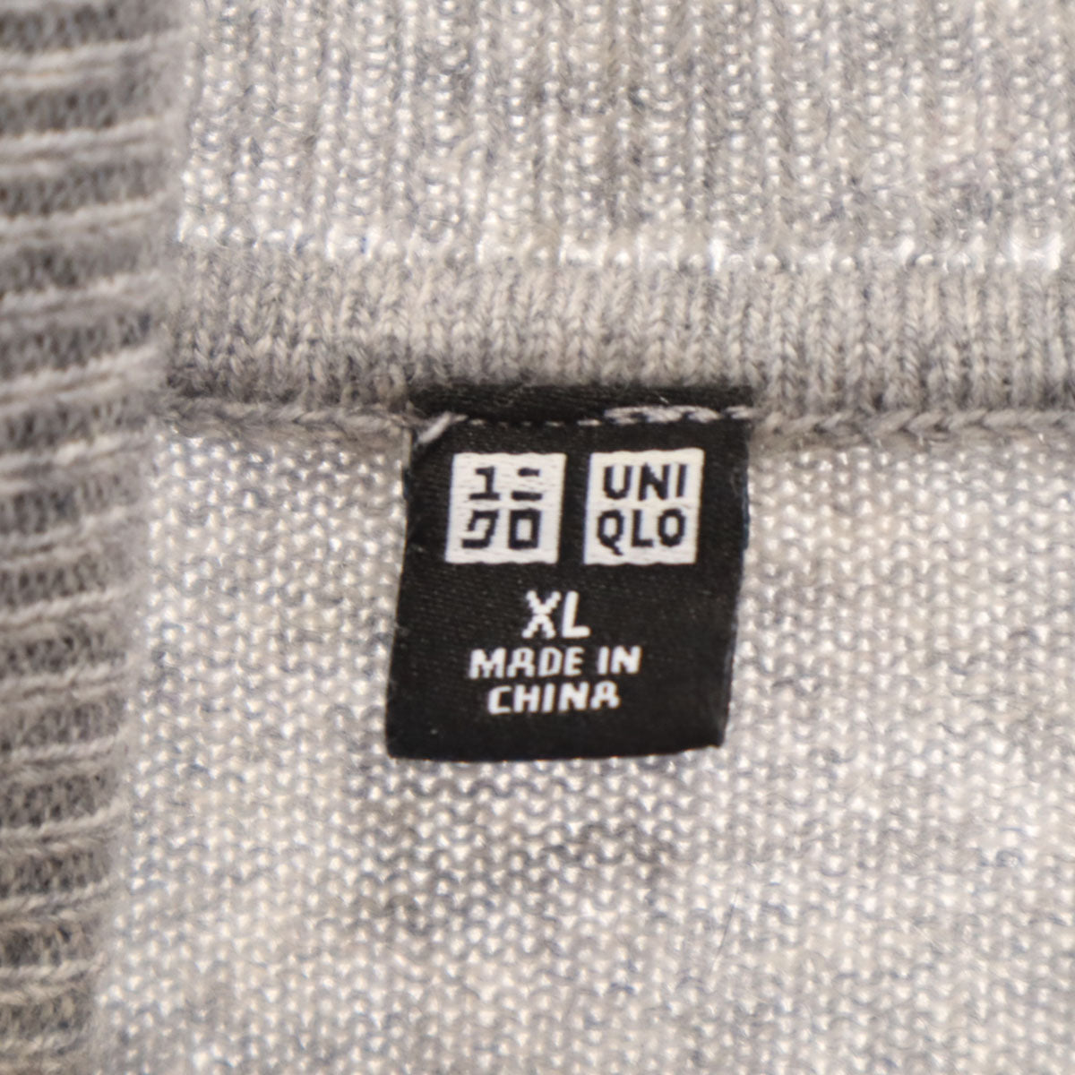 美品 UNIQLO ユニクロ カシミヤ100％ 長袖 タートルネック セーター XL グレー ニット メンズ