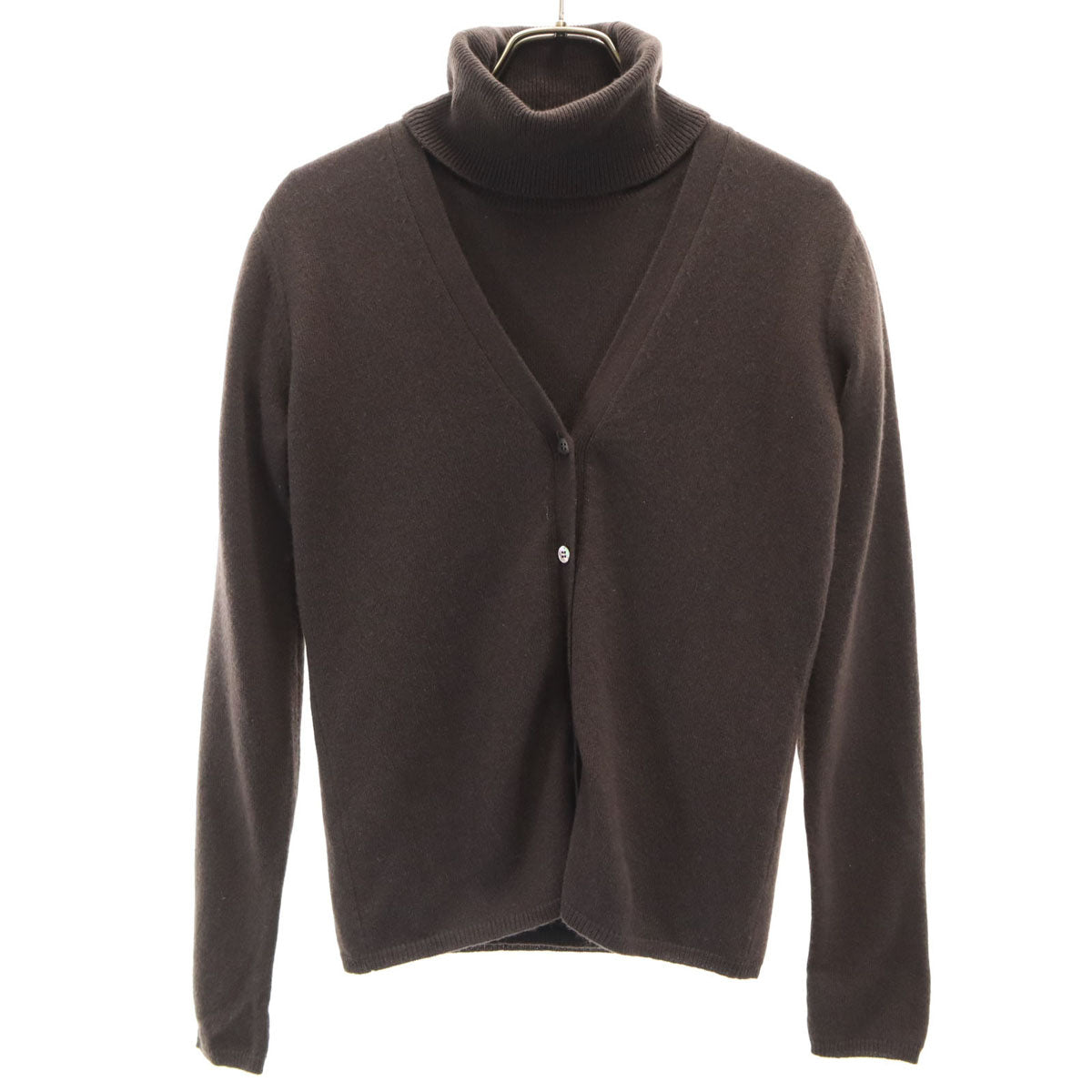 美品 ASPESI アスペジ 日本製 カシミヤ100％ 長袖 ニットカーディガン 40 ブラウン アンサンブル セット レディース
